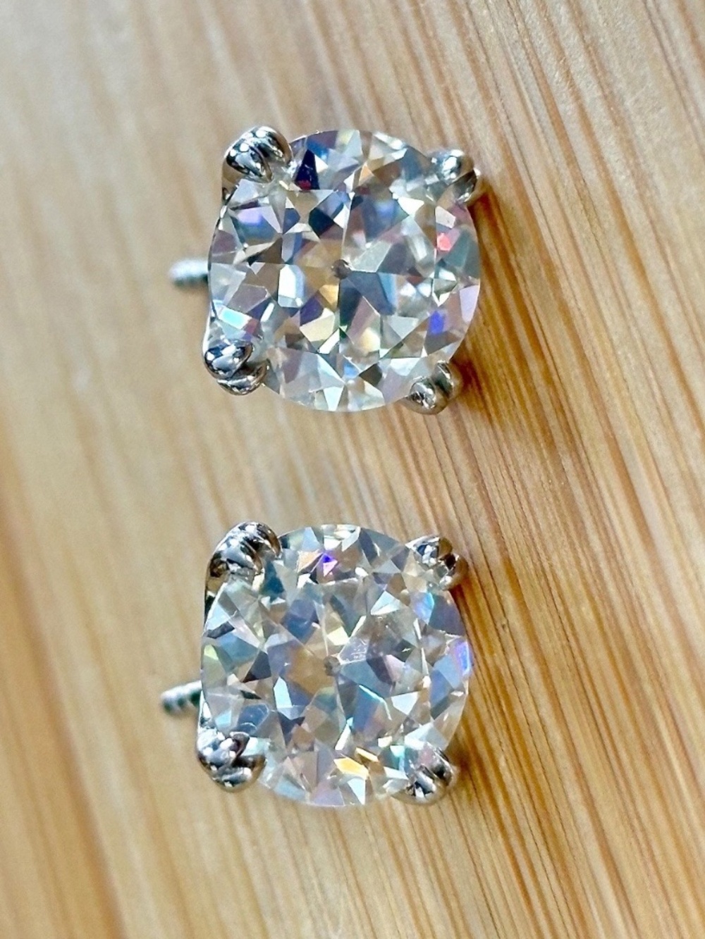 4ctw Old European Cut Moissanite studs in Argentium silver! Victorian charm! - Picture 12 of 16